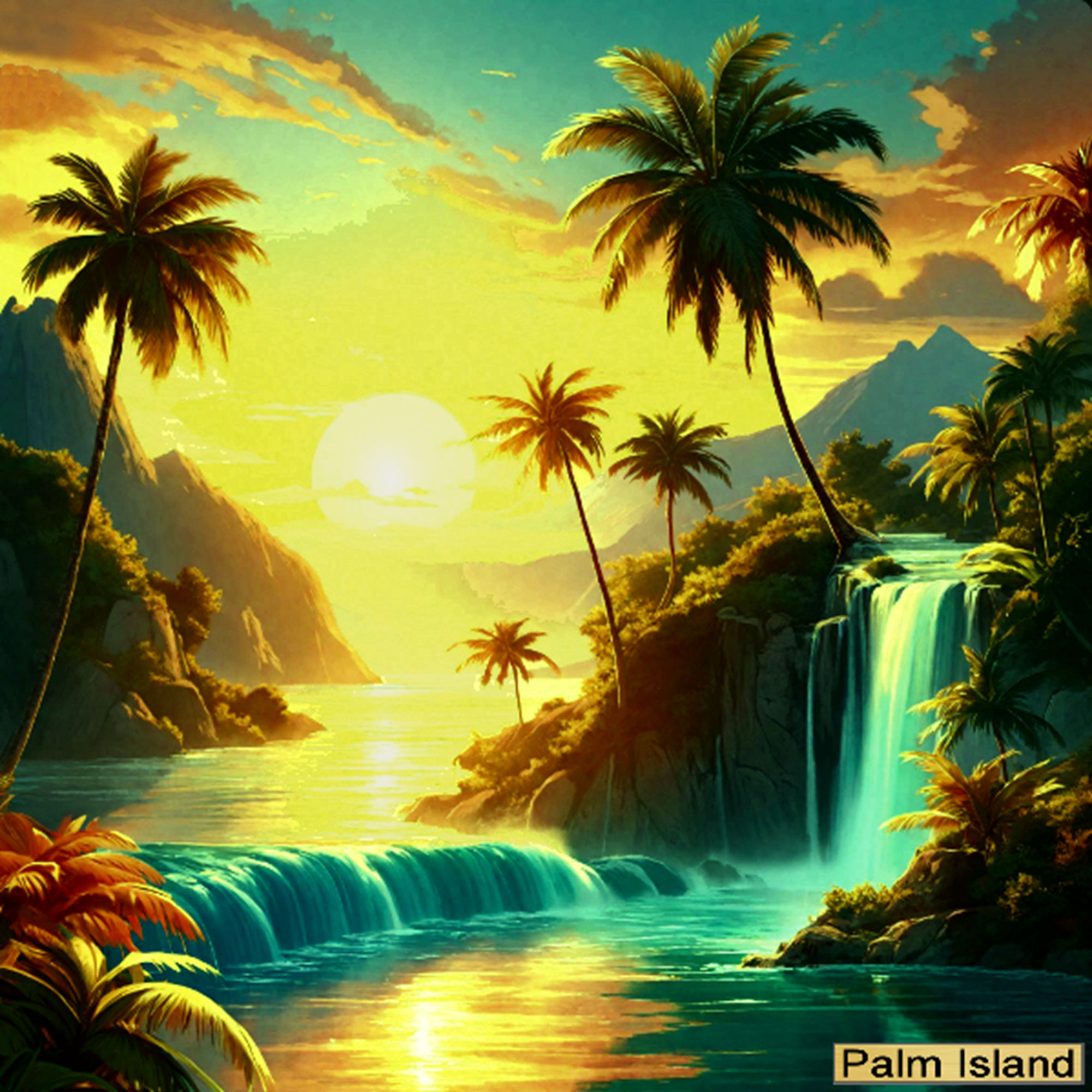 A Tropical Island With Palm Trees