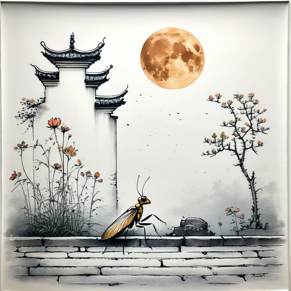 Mantis admires garden