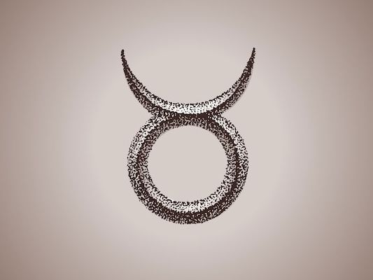 Taurus sign zodiac symbol in magic colourful fun art style abstract art complementary colors fine details