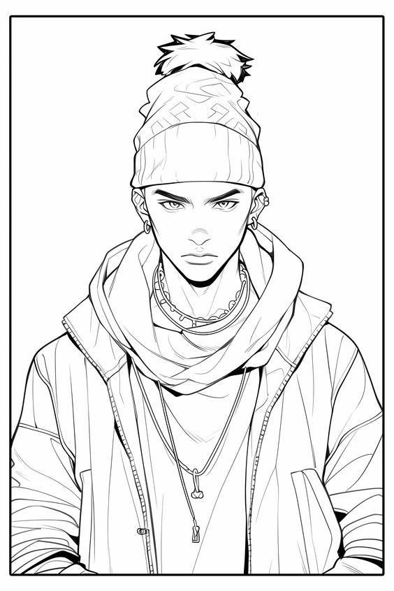 Hyperrealistic portrait of a beautiful man wearing intricately detailed colorful clothing and futuristic jewellery.