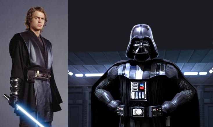 Anakin Skywalker in Space in Gouache Style, Watercolor, Museum Epic Impressionist Maximalist Masterpiece, Thick Brush Strokes, Impasto Gouac...