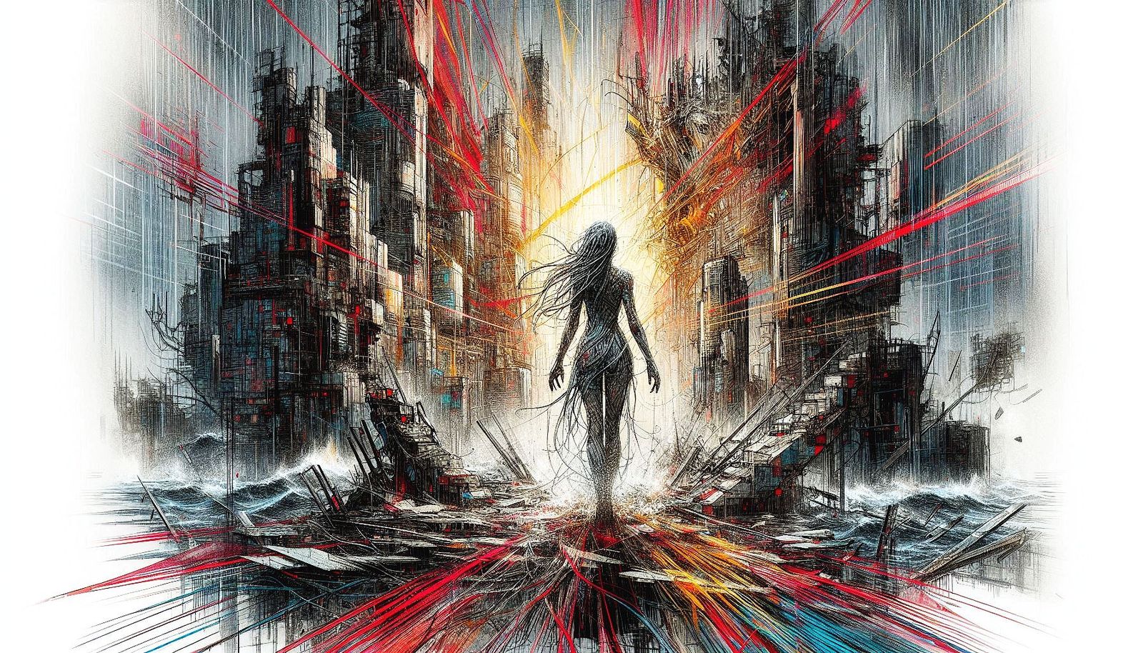 The Sad Woman walks slowly towards you.