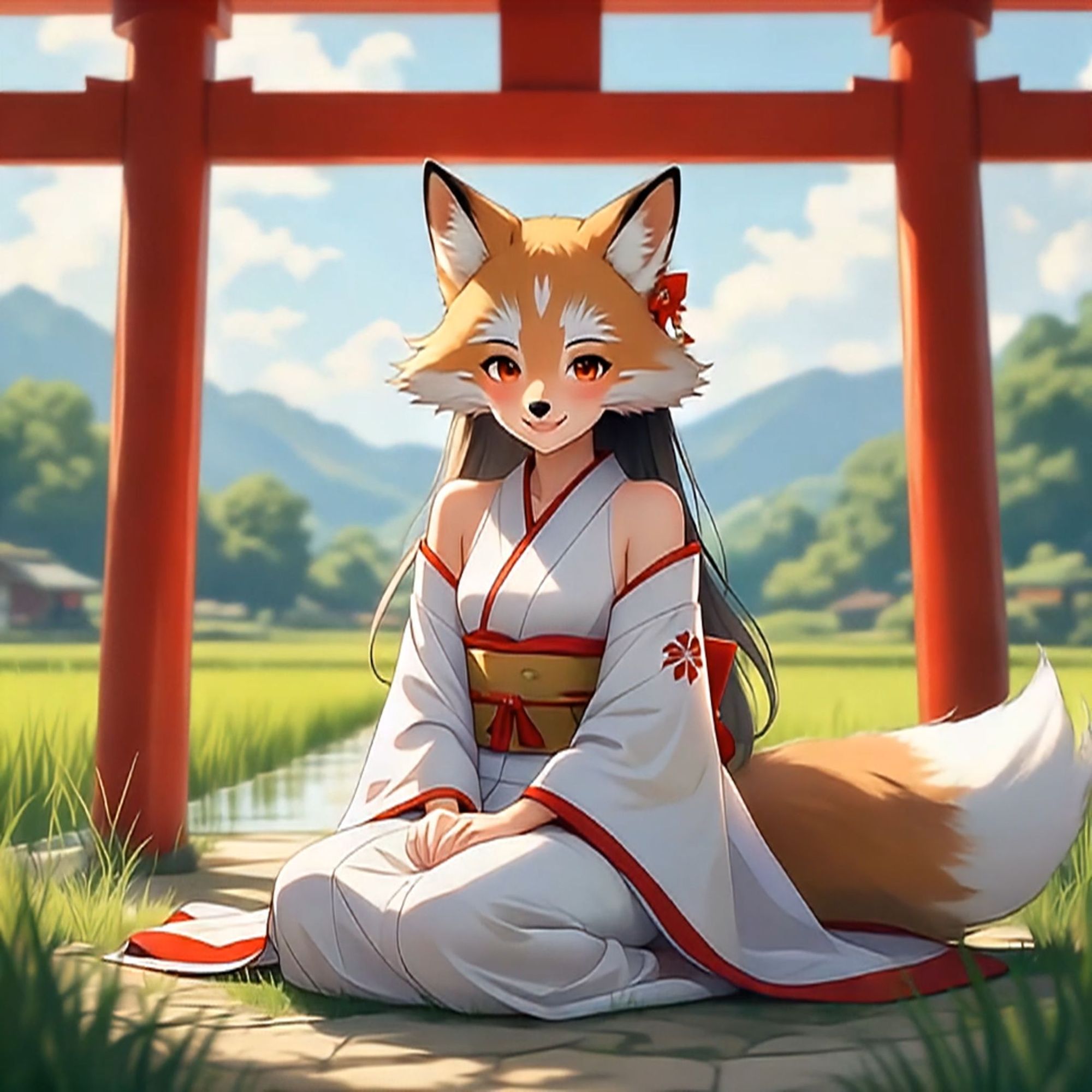 Young Kitsune with sleeping fox
