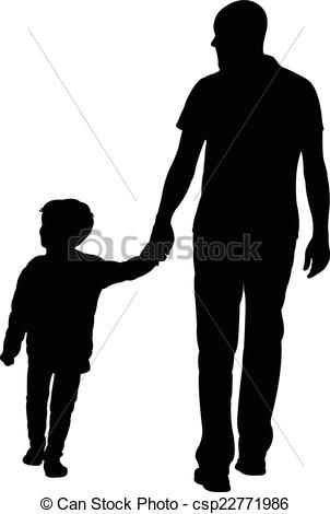 father and son walking in vineyard at sunset