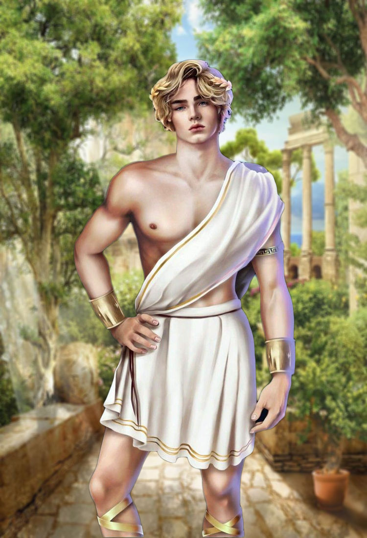 handsome young teen man resembling Dylan Sprouse, wavy blonde hair, tanned skin, perfect anatomy, delicate features, in ancient greek clothe...