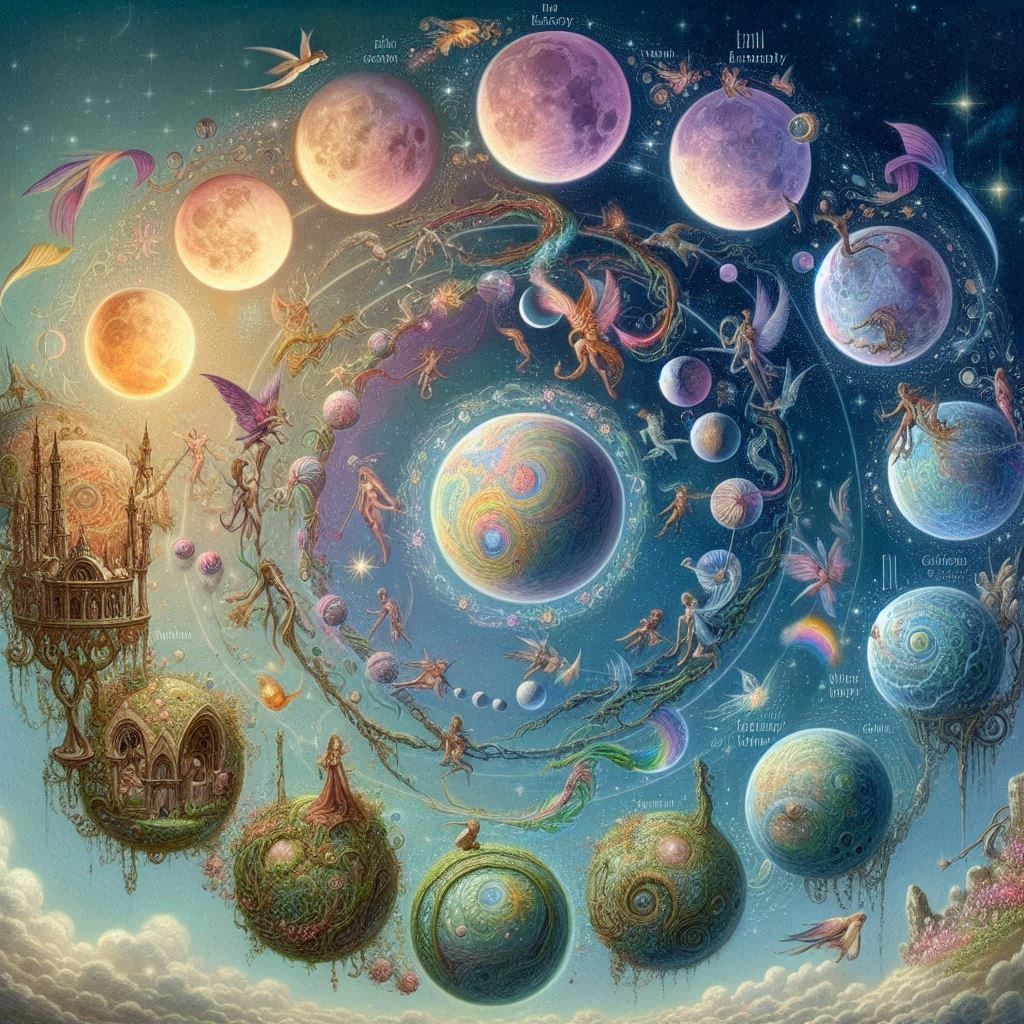 Les différents cycle Lunaire de la Lune dans un univers féérique