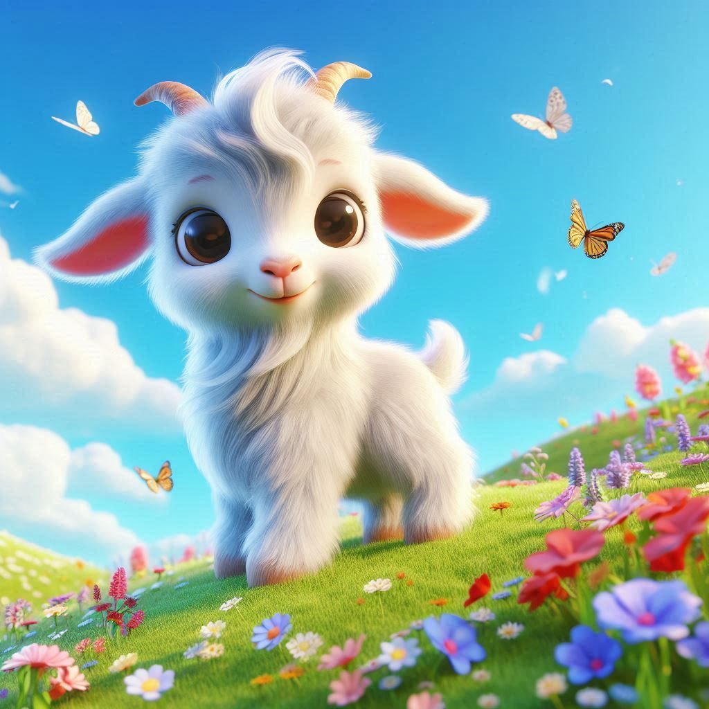 animate goats and butterfly