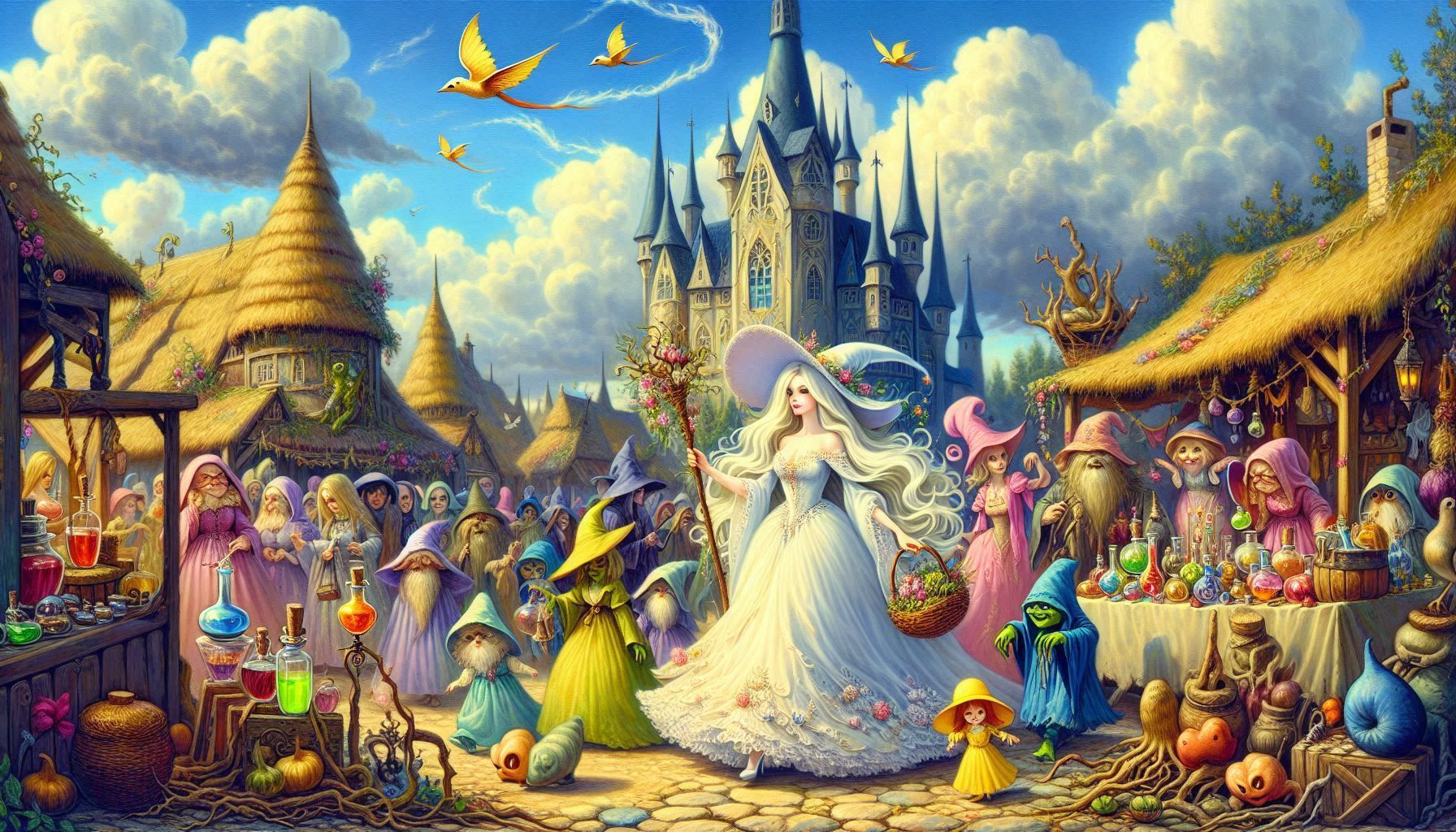 Grand White Witch Shopping for potion ingredients