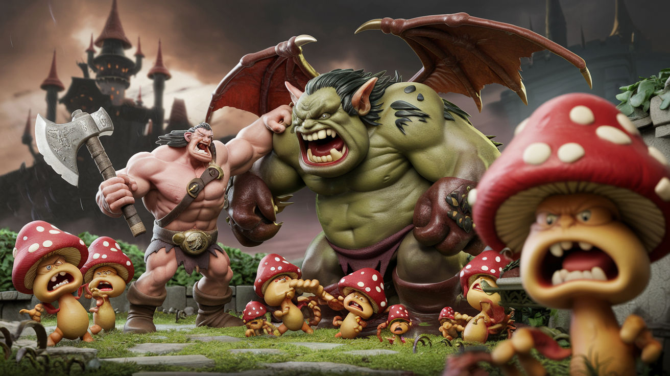 3D Style barbarians and Mushrooms