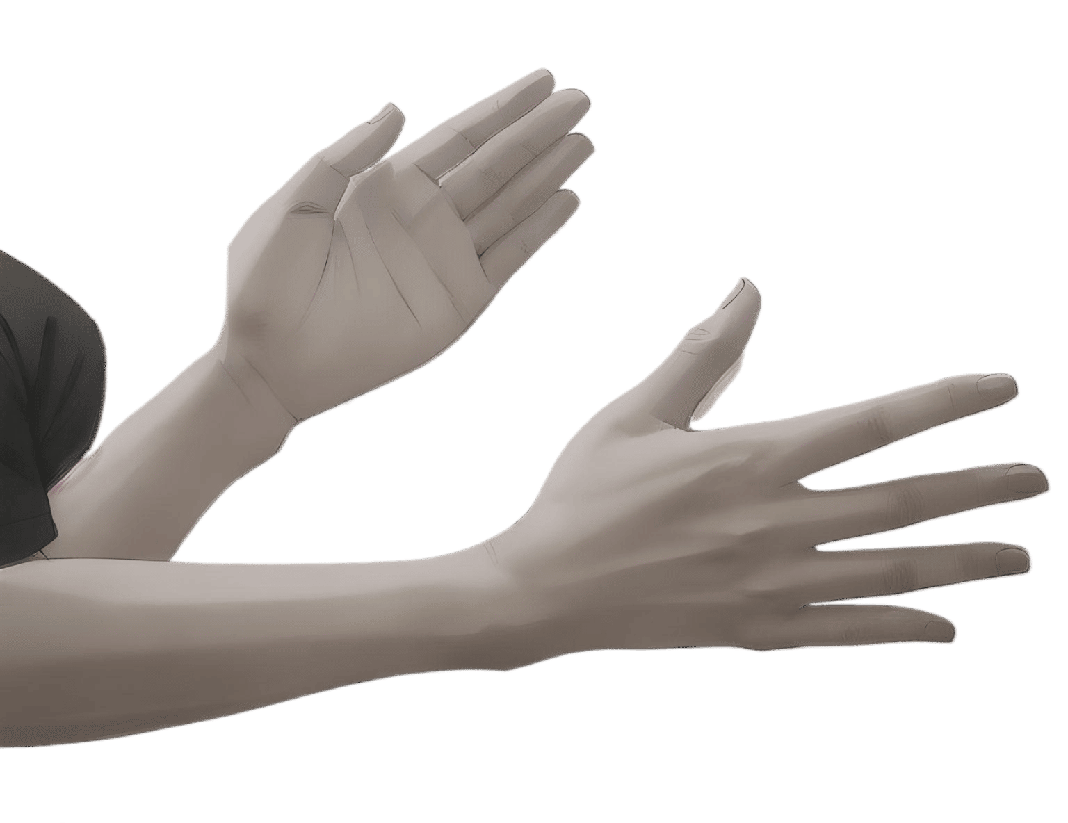 elegant anime hands, line art, bright skin, 