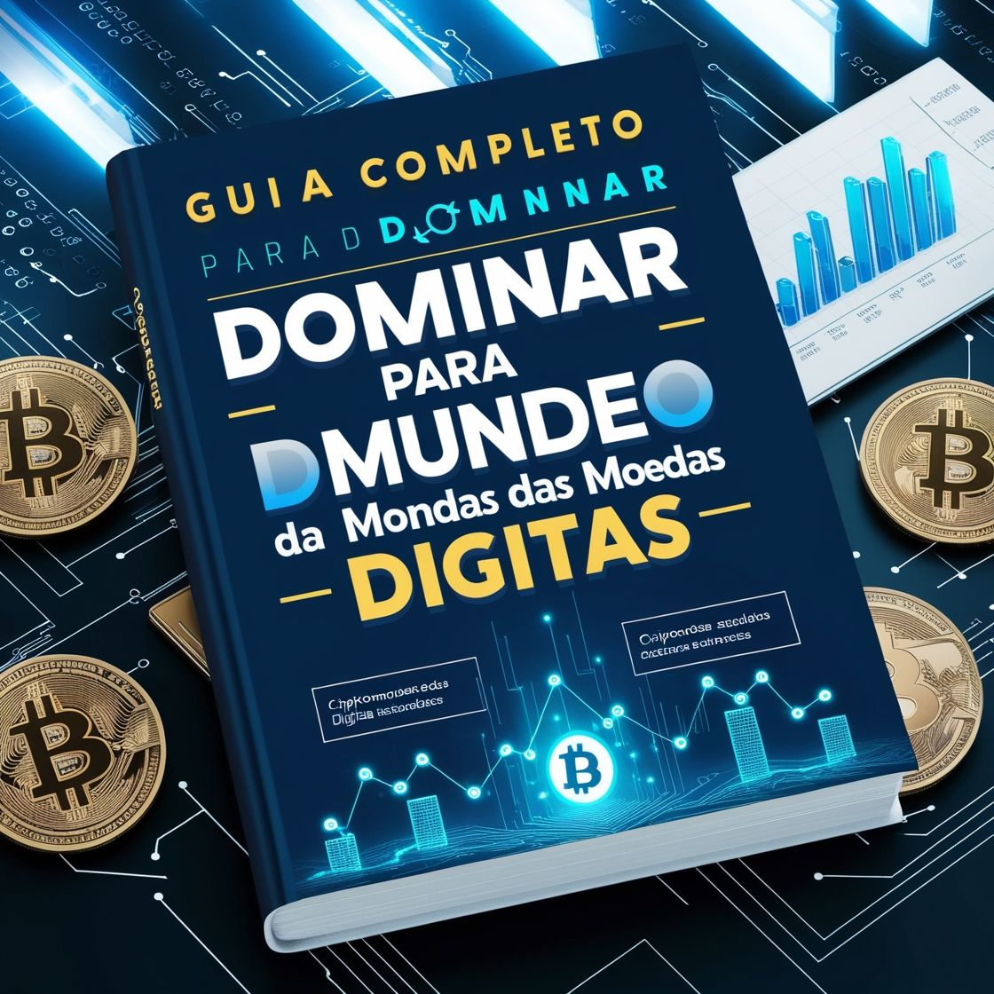 Desenvolva uma capa de e-book altamente atrativa e vendável para o título 'Guia Completo para Dominar o Mundo das Moedas Digitais'. O design...