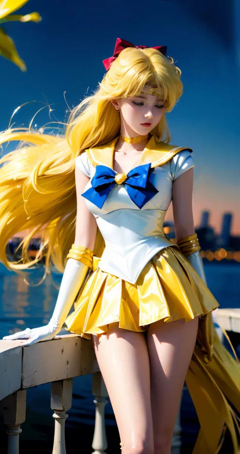 Sailor Venus in orange armor and golden wings