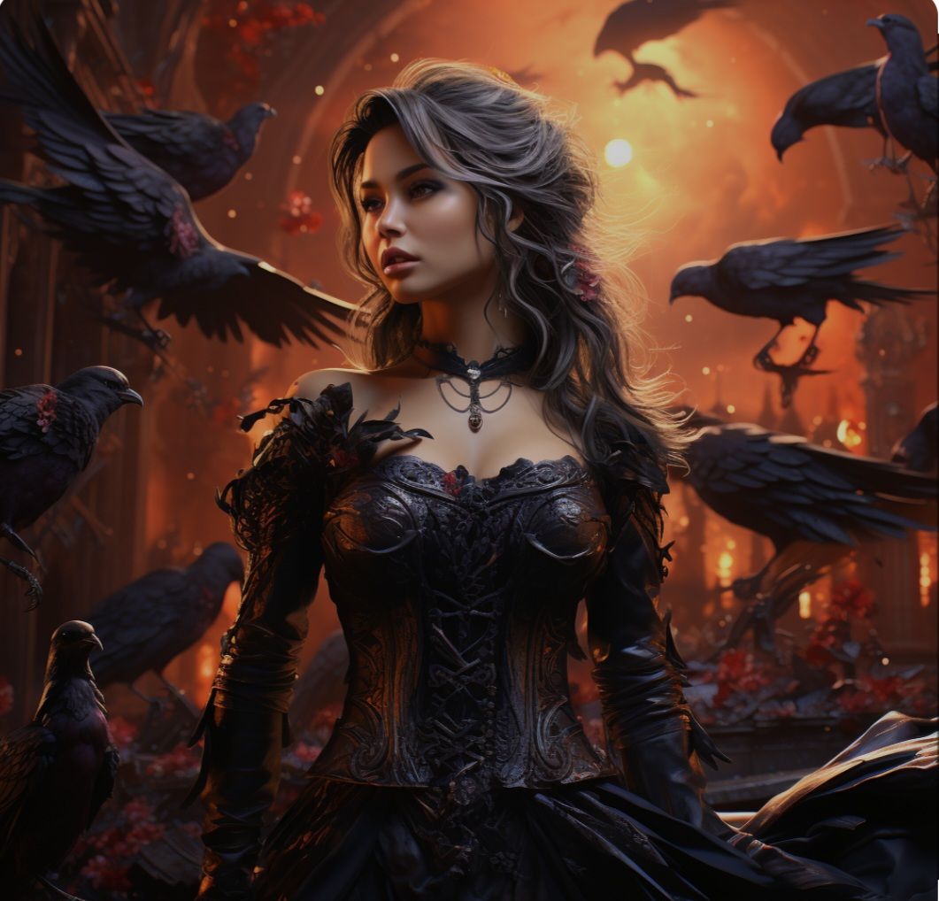 hot girl tattooed with ravens tattoo green eyes big bobs, pirates 