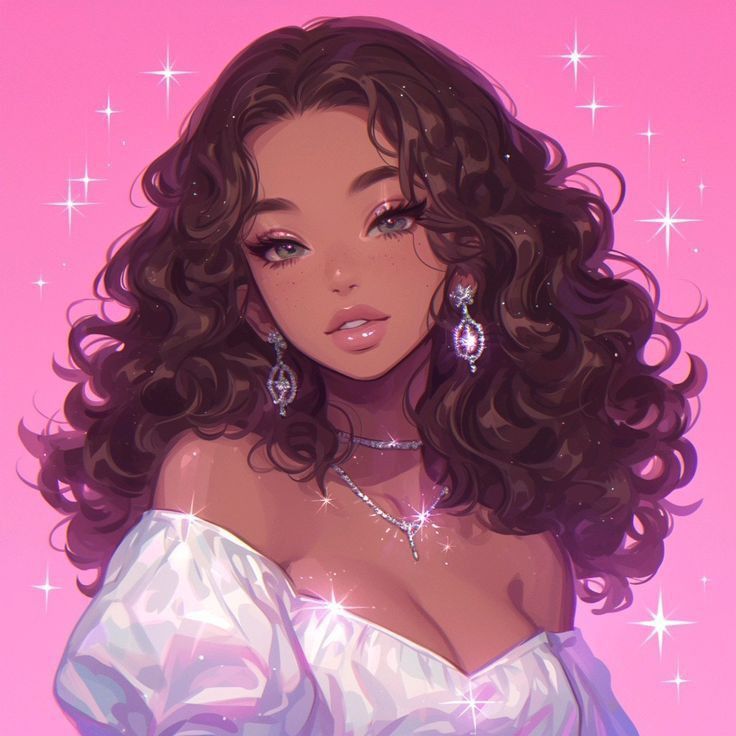 Stunning portrait of a black girl cartoon style