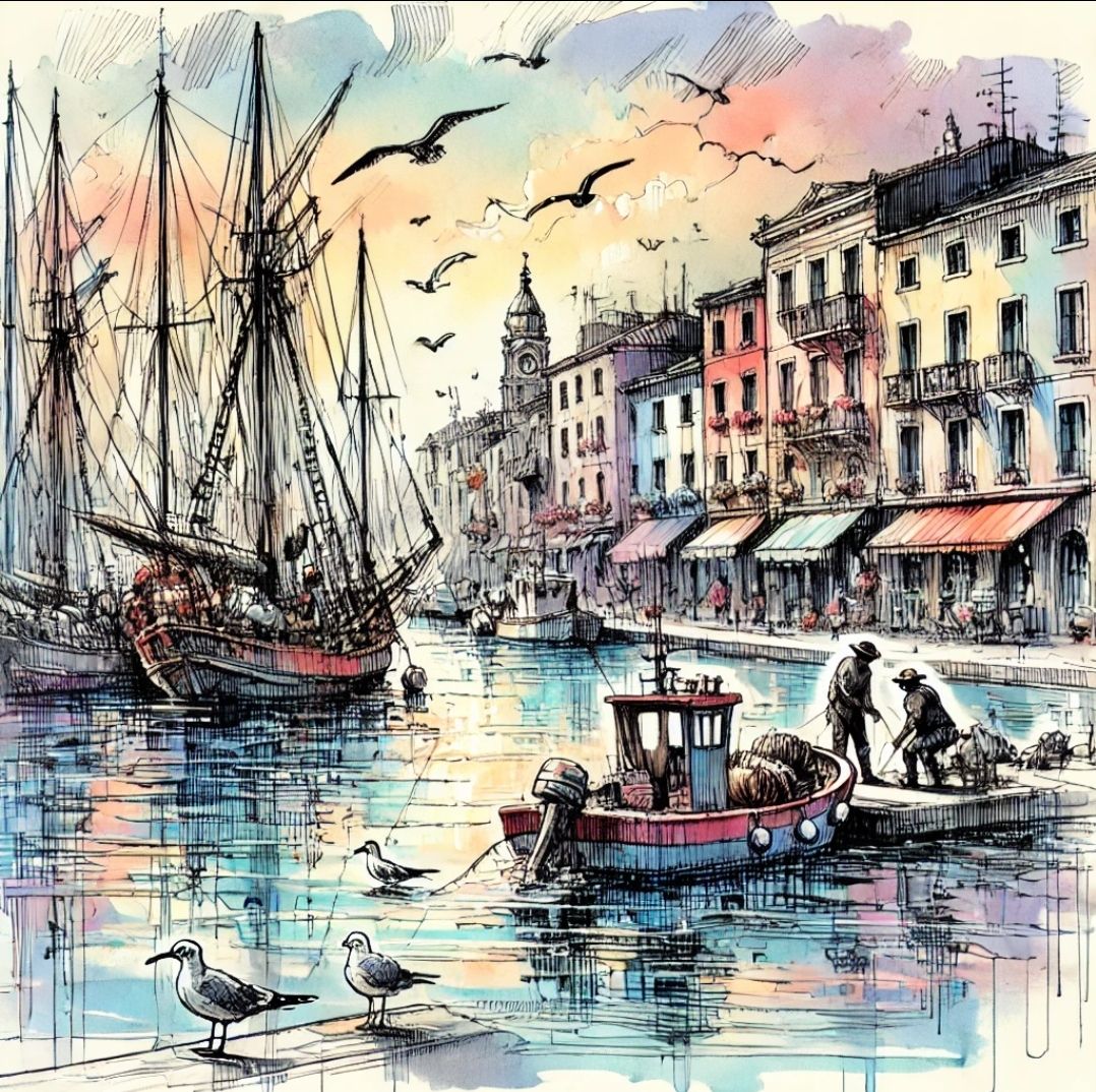 "Harbor Whispers: A Symphony of Boats and Color"