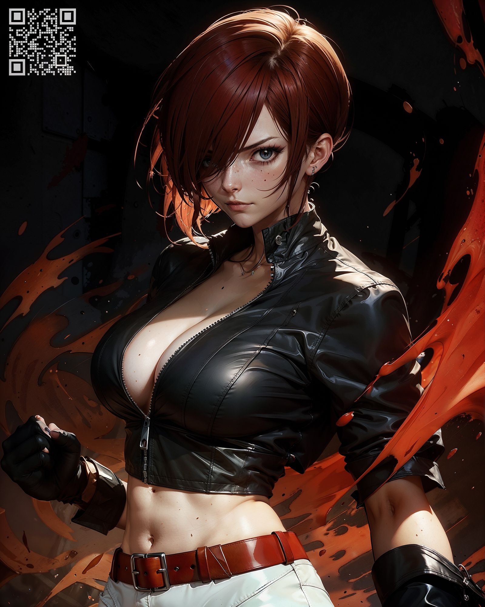 Beautiful Fire Muscle Queen By Japanese illustrator Artists: Yoshitaka Amano,Ayami Kojima, Shinkiro and Junji Ito. underground comix ink dra...