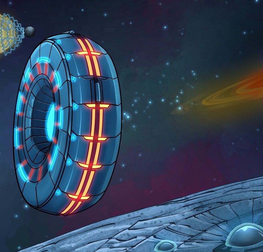 
 scifi, blackhole, 
A space station orbiting an icy planet that is a satellite of a supermassive black hole.
realism
