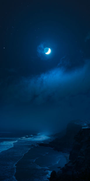 Bầu trời về đêm. Những ngôi sao nhỏ li ti như những hạt cát lấp lánh. Vầng trăng tròn vành vạnh như một chiếc đĩa bạc, toả ánh sáng dịu nhẹ...