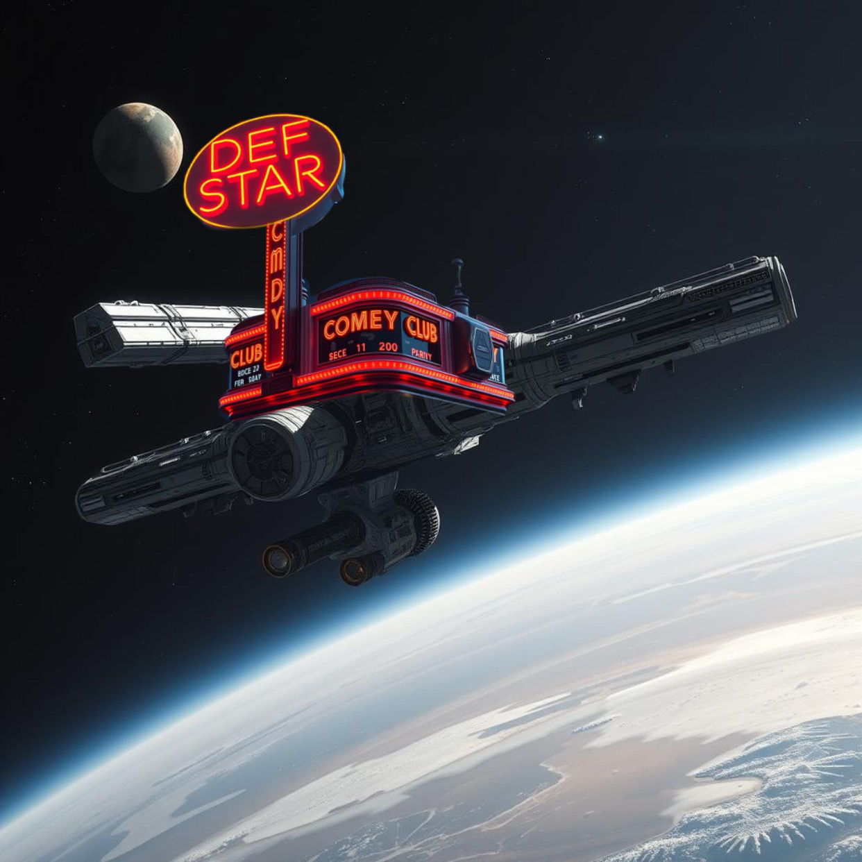 “DEF STAR” an interstellar comedy club and music venue 