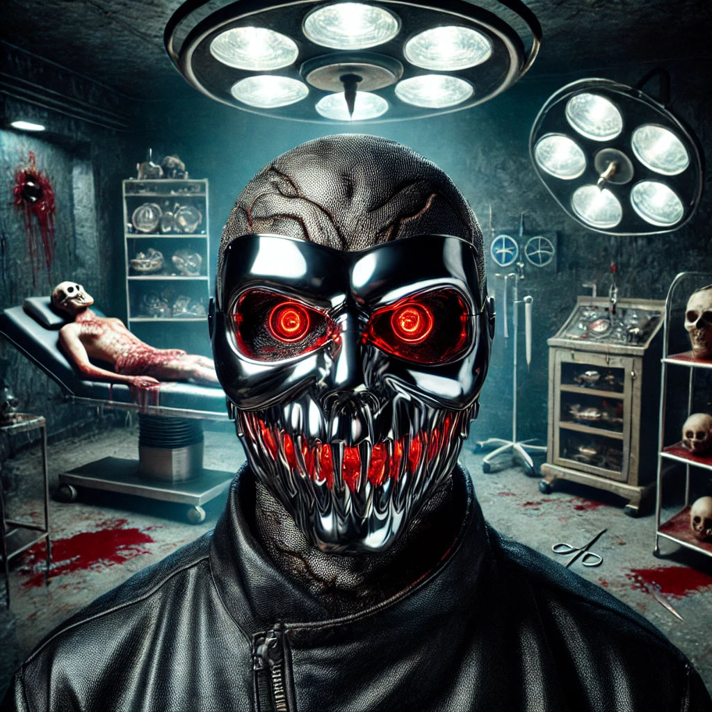 Eerie mirror masked man.