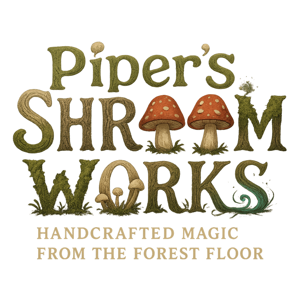 Turn PIPER'S SHROOM WORKS and mushroom images into growing like a mushroom from the bottom to the top.