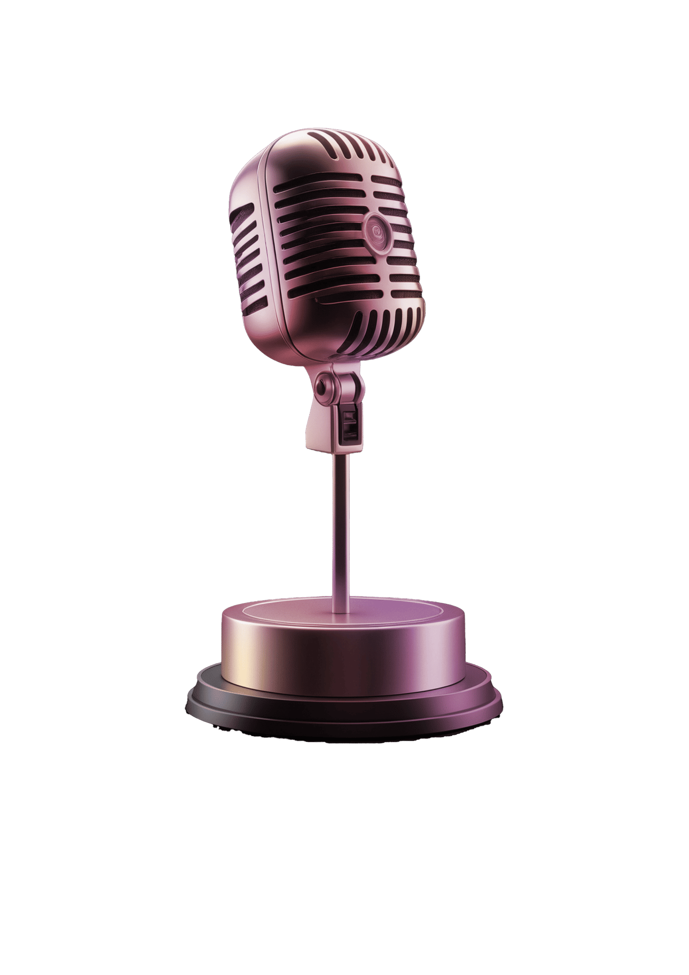 3D microphone with stand. In bright pastel colors.