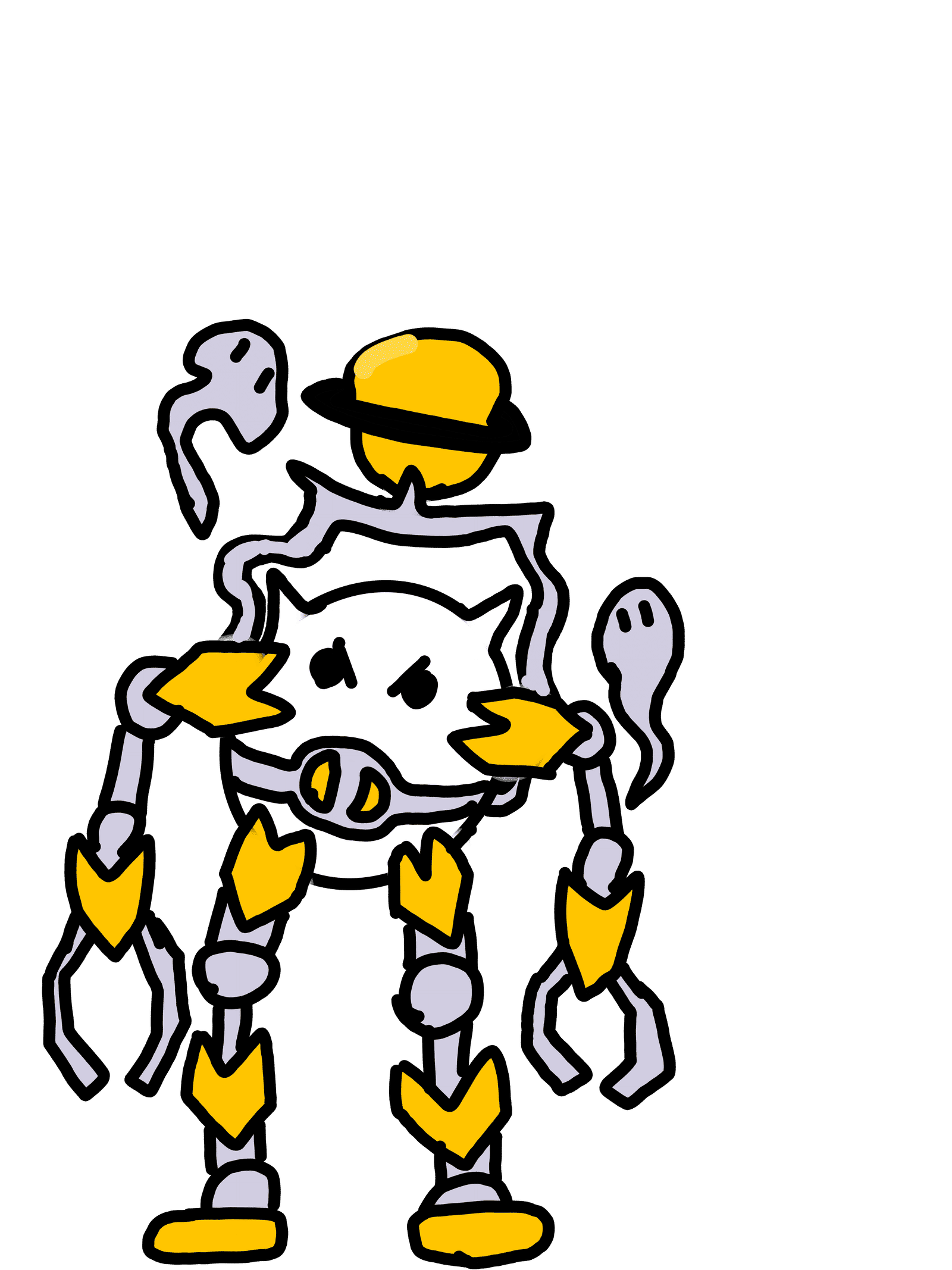 a cat in a mech dancing.