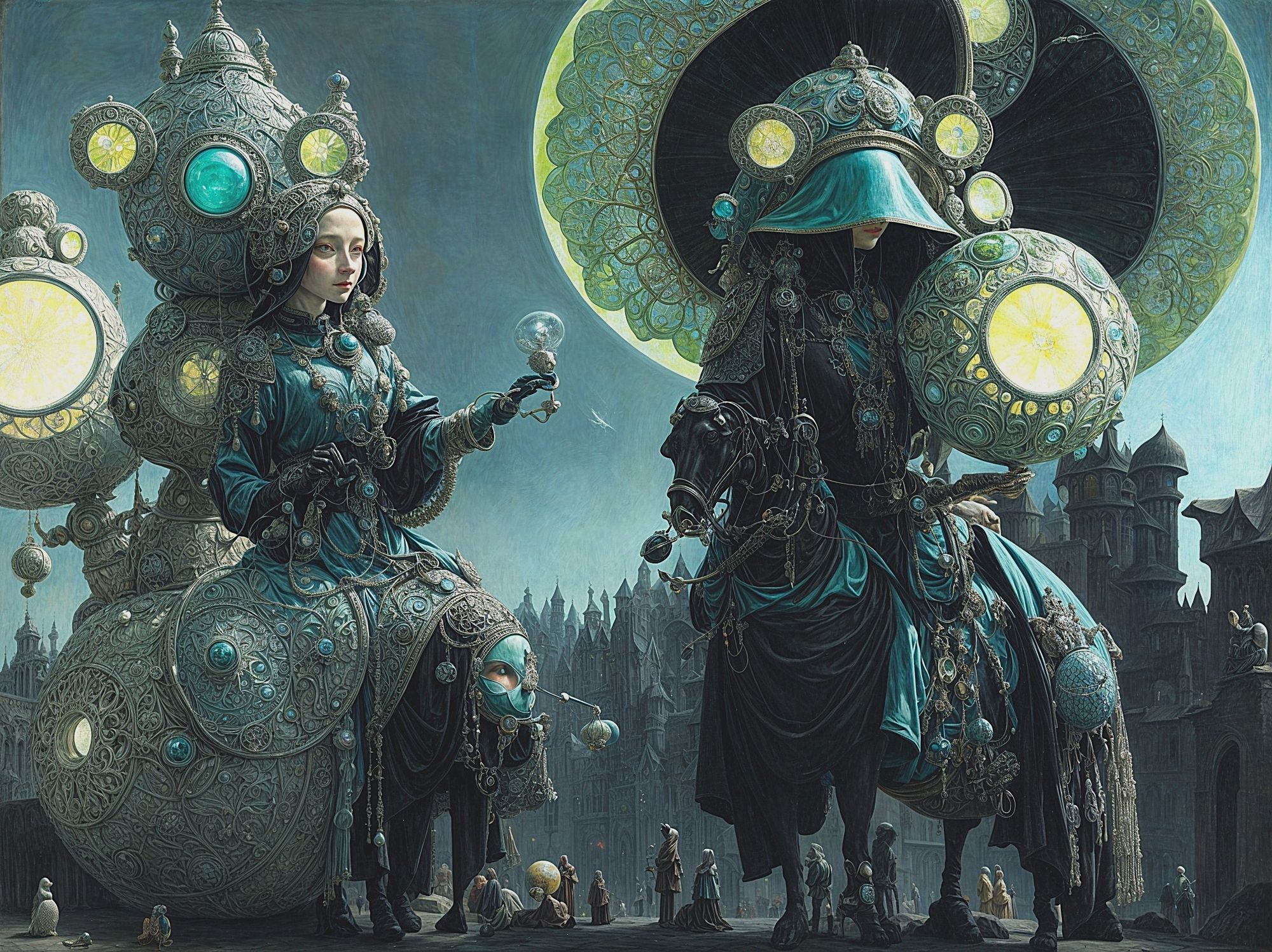 Jesus trying to get as many sausages as possible into his mouth. A liminal and unsettling composition, with subtle Gothic elements. In the s...