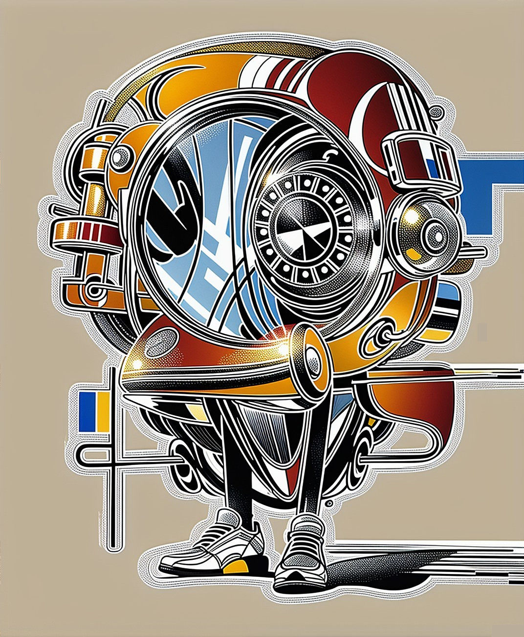  Eurasian snail and Skulks of Red boats haunting a Medieval Castle on abstract dadaist landscape based on analytical art deco as if it had b...