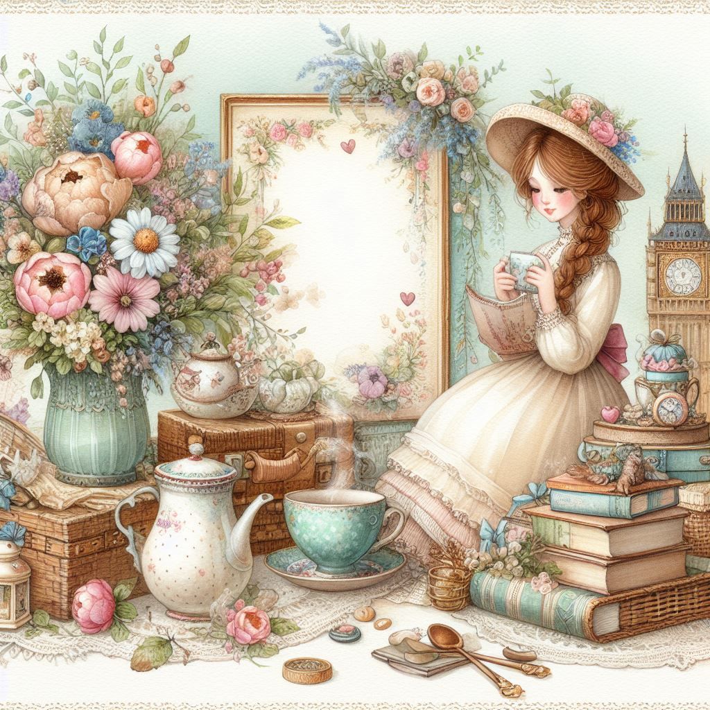 Victorian Vintage watercolor 