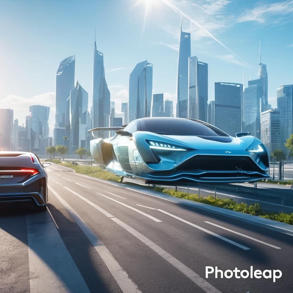 I 4K photorealistic detailed antigravity jet aircraft  flying above ground 