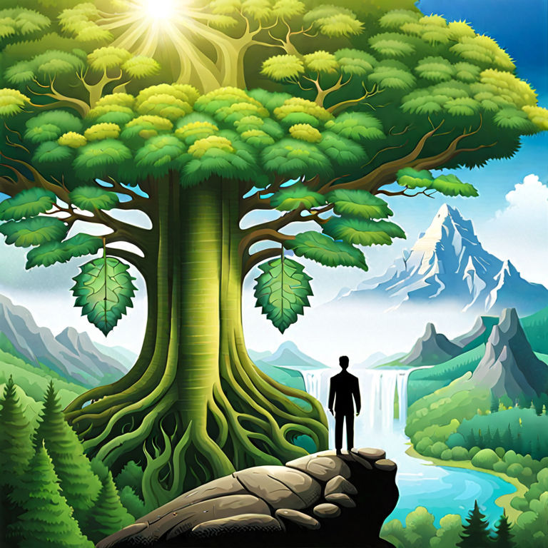 A Human Being embraced by nature and its natural self-contained system