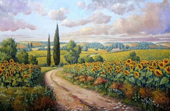 sunflowers fields , watercolor abstract vector fractal, wave function, Zentangle, 3d shading vibrant colors Candyland wonderland gouache swi...