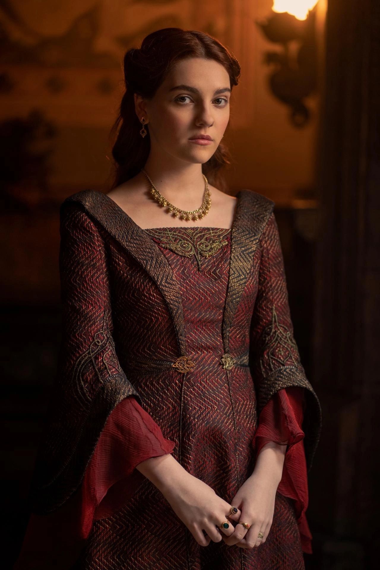 The series house of the dragon. A luxurious medieval room where everything looks exquisite and expensive, in the style of a princess. There...