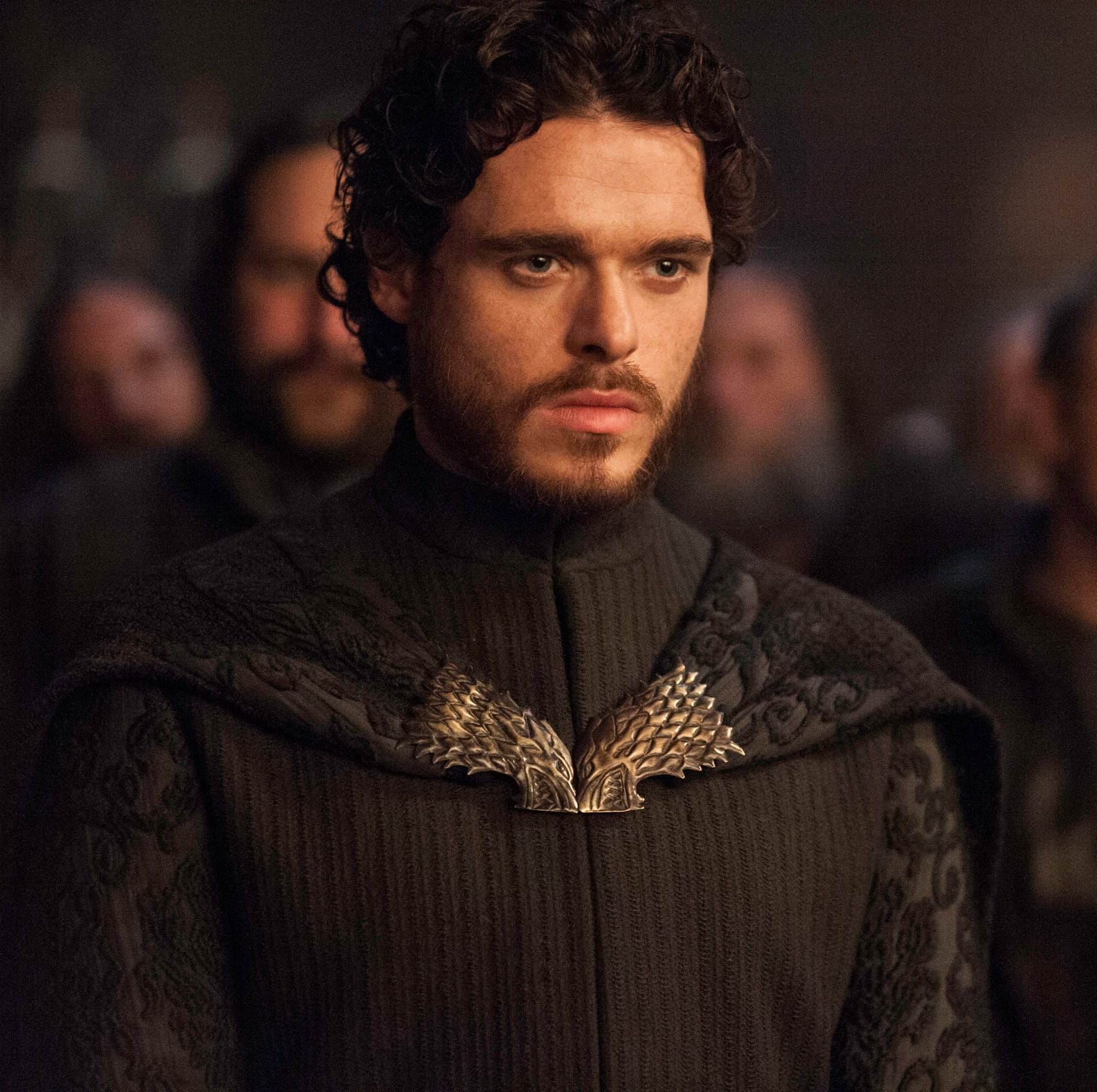 The series game of Thrones. The winter courtyard of the castle, where everything looks exquisite and expensive. There is a young king in the...