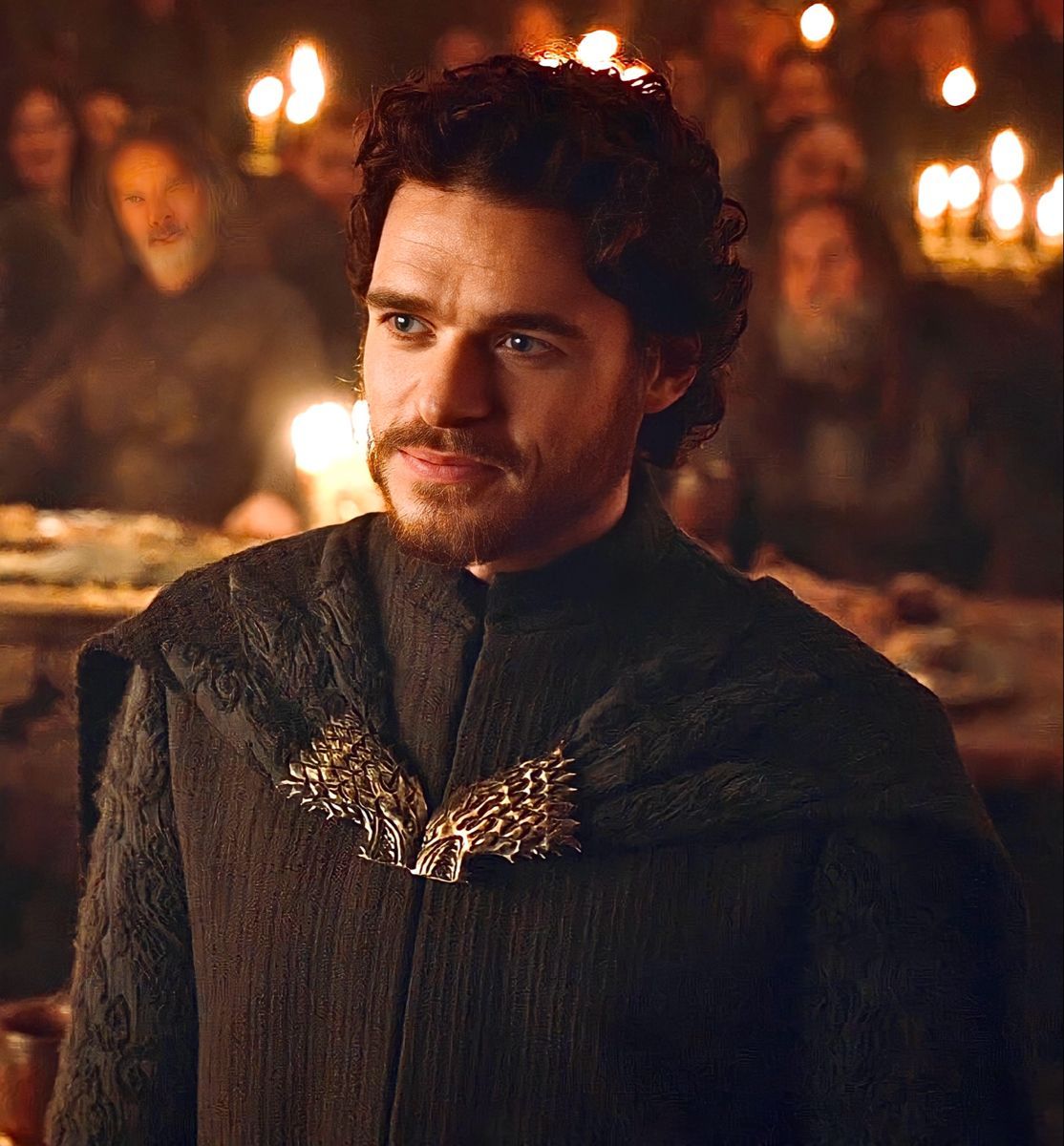 The series game of Thrones. The winter courtyard of the castle, where everything looks exquisite and expensive. There is a young king in the...