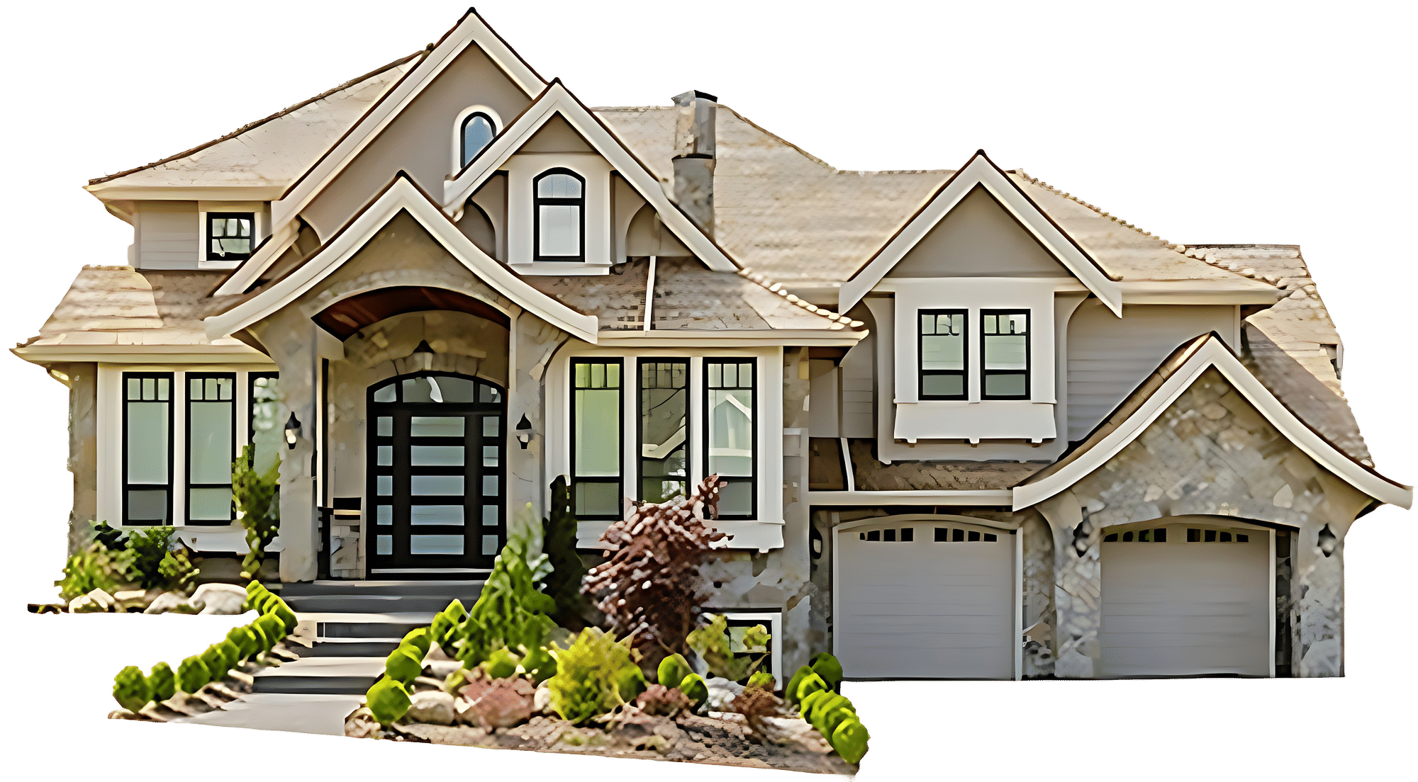 Transform the background, foreground, landscaping, yard, and plot of land surrounding this beautiful home with upscale luxurious landscaping...