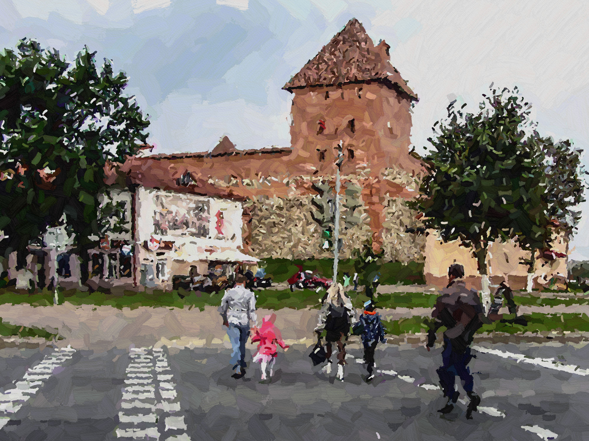 Hyperrealistic portrait of a beautiful woman wearing intricately detailed colorful clothing and futuristic jewellery. oil painting by James...