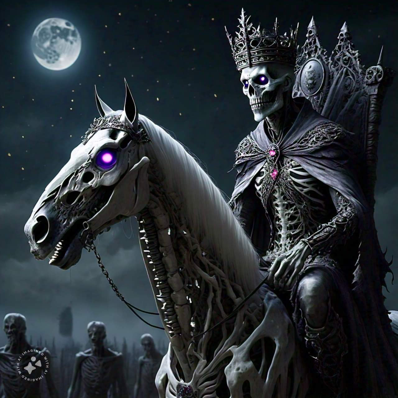 Dark Fantasy Undead Zombie King

- Setting: A dark, moonlit night with a eerie, misty atmosphere
- Subject: An undead zombie king sitting...