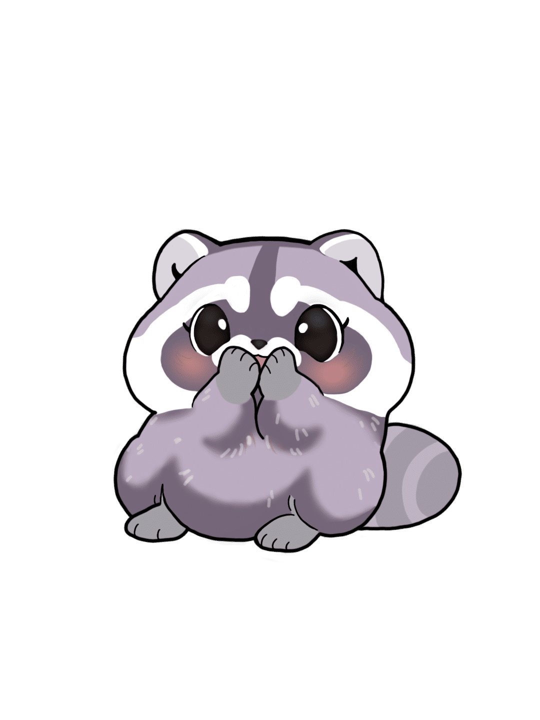 Créame una imagen de un mapache lila muy lindo que este llorando