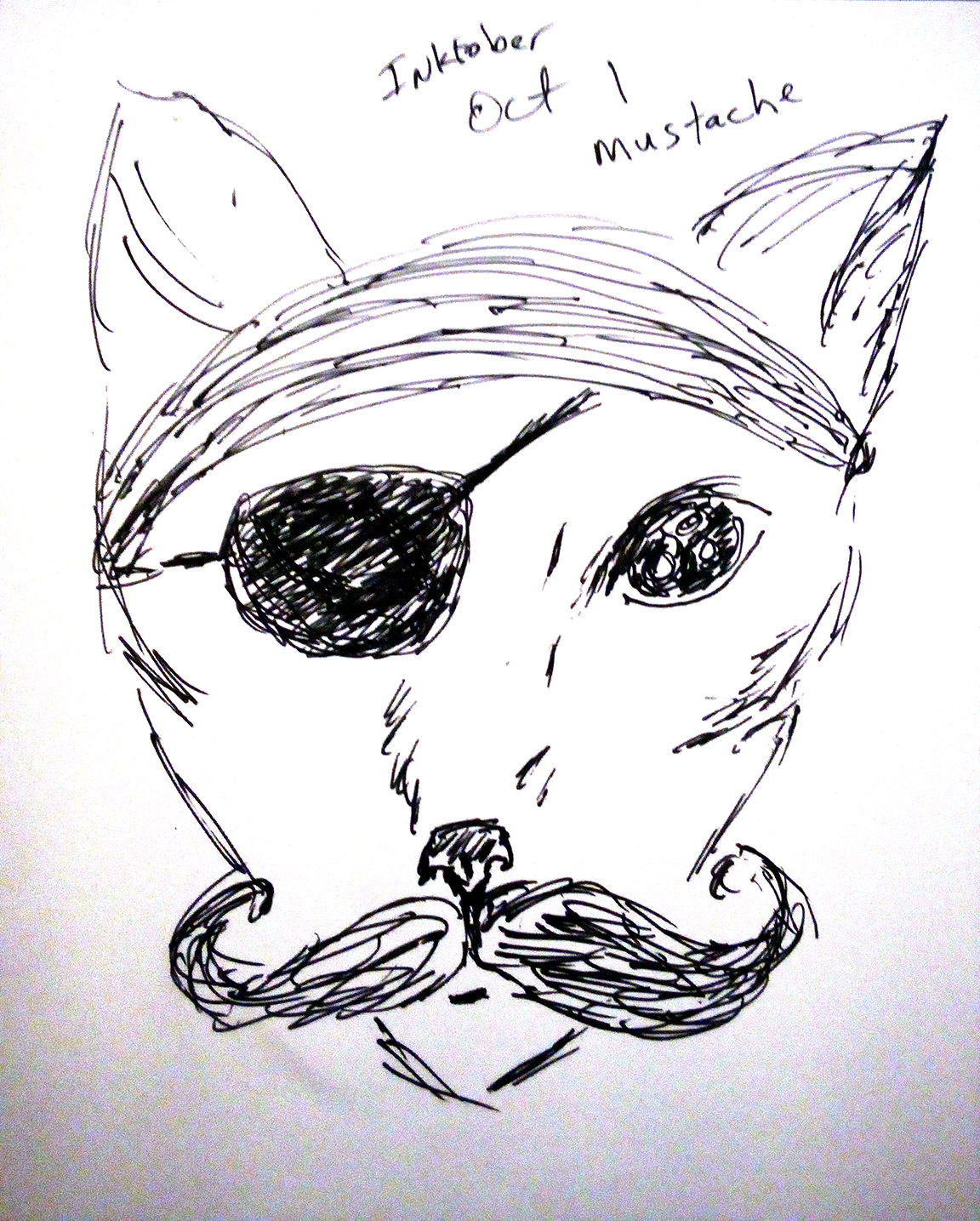 Inktober, October 1, Mustache, Ink October, my sketch to ai